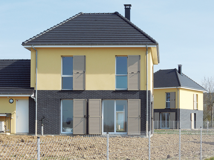 Détail d'une façade sur jardin - Projet Éole, 16 maisons individuelles & lots libres