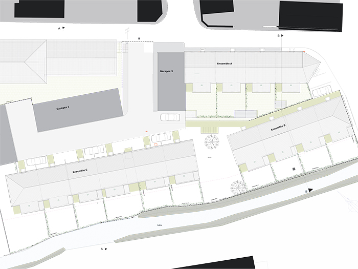 Plan Masse - 14 logements individuels PSLA, labellisé Cerqual H&E