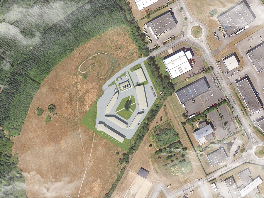 Plan masse - Centre de recyclage, recyclerie, bureaux et aire de stockage