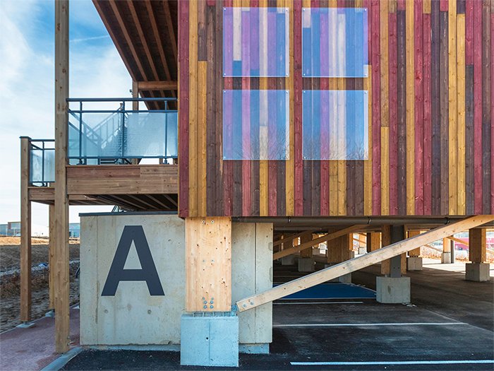 Détail sur les locaux techniques en Cematerre - Bureaux Joliot-Curie, biosourcés & modulaires