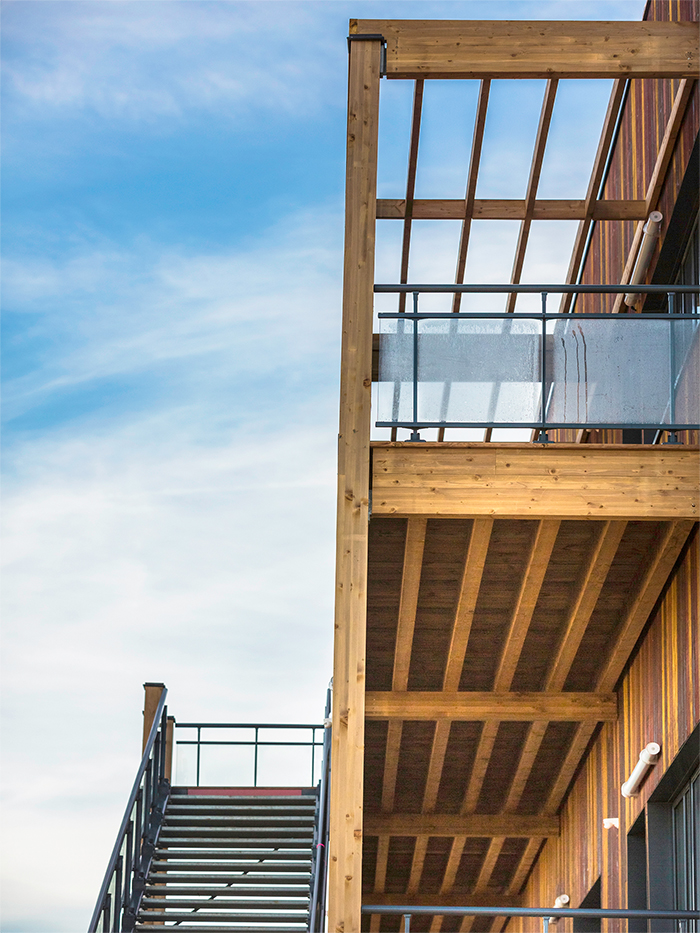 Détail de la structure bois - Bureaux Joliot-Curie, biosourcés & modulaires