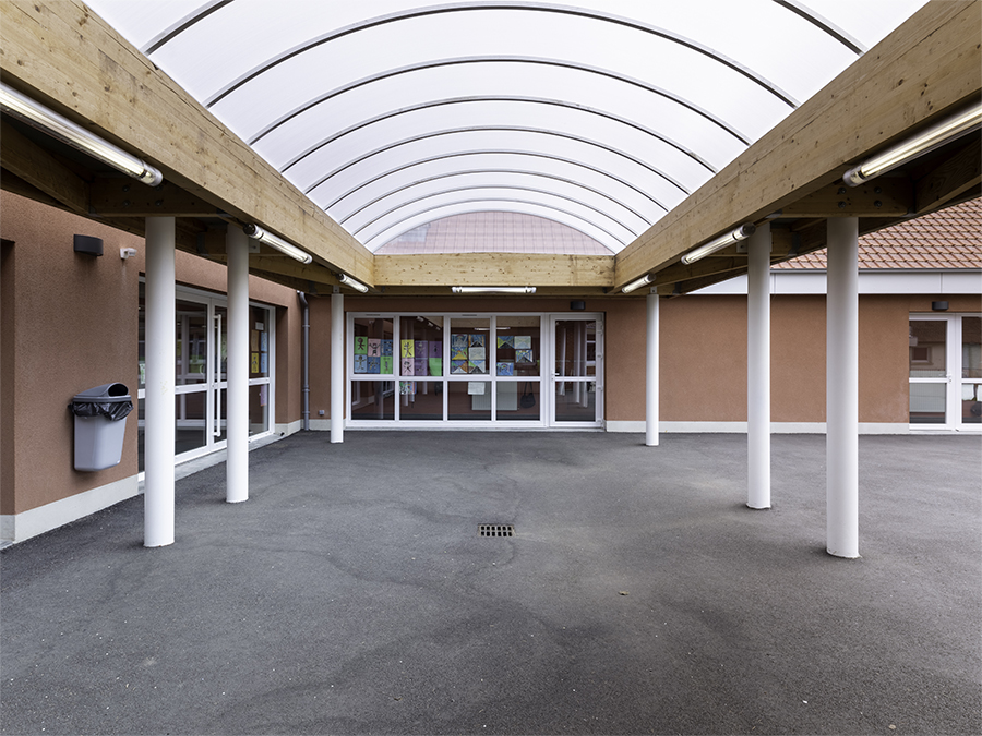 Vue du préau - Extension du groupe scolaire Eric Tabarly