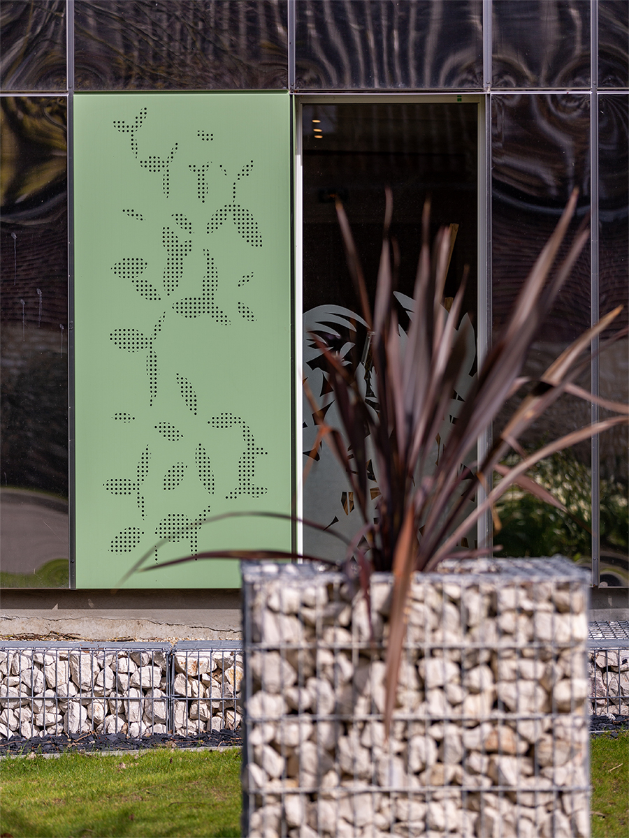 Détail des gabions - Extension et restructuration de la mairie