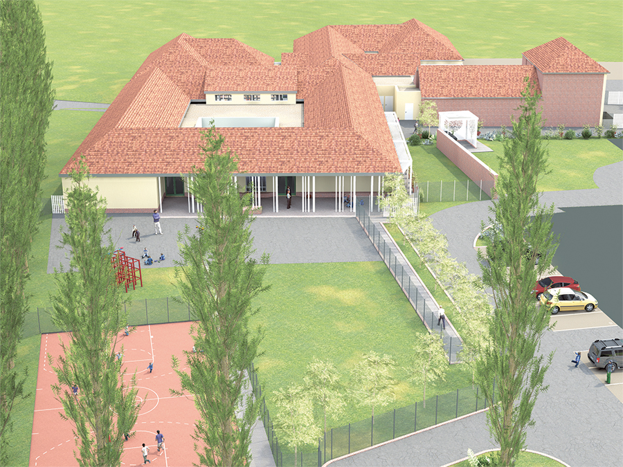 Axonométrie du groupe scolaire et de son extension - Extension du groupe scolaire Marcel Sédille